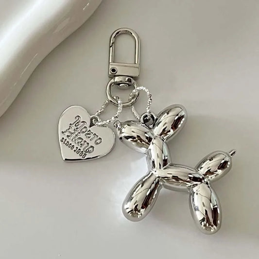 Cartoon Balloon Dog Couple Keychains Key Ring Women Men New Bling Cute Pet Bag Car Holder Airpods Box Jewelry Friend Gift