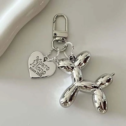Cartoon Balloon Dog Couple Keychains Key Ring Women Men New Bling Cute Pet Bag Car Holder Airpods Box Jewelry Friend Gift