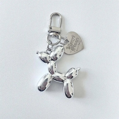 Cartoon Balloon Dog Couple Keychains Key Ring Women Men New Bling Cute Pet Bag Car Holder Airpods Box Jewelry Friend Gift